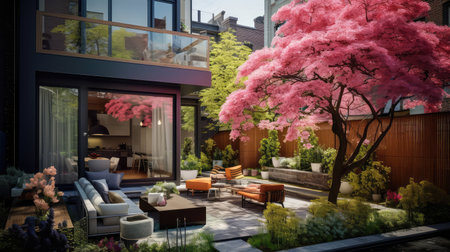 contemporary house in springの素材