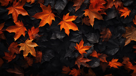 depth fall leaves blackの素材