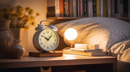 books clock on tableの素材