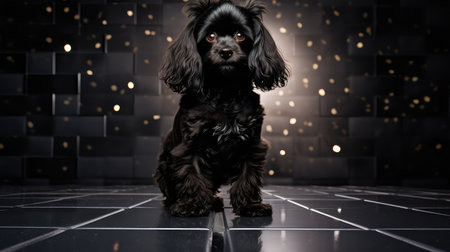 tiles dog on blackの素材