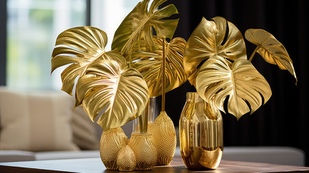 centerpiece gold monsteraの素材