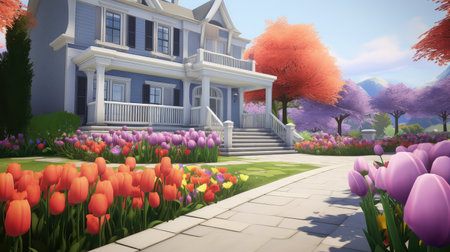 flowers house springの素材