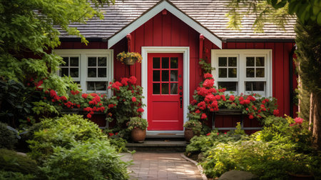 greenery house red doorの素材