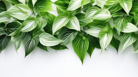 lush green leaves white backgroundの素材