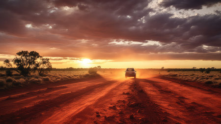 dust red dirt roadの素材