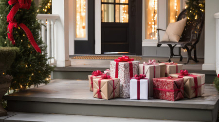 decorated packages by front doorの素材