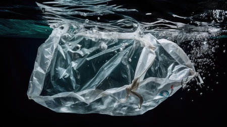 submerged plastic bag backgroundの素材