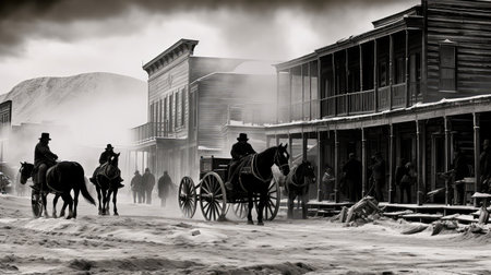 western skiing black and whiteの素材