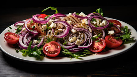 colorful red onion slicesの素材