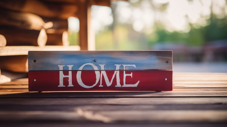 home red white blue woodの素材