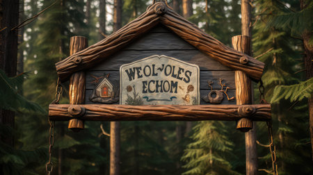 cabin retro wooden signの素材