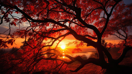 natural red sunsetの素材