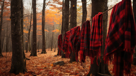 landscape red plaidの素材