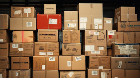 labels stacked cardboard boxesの素材