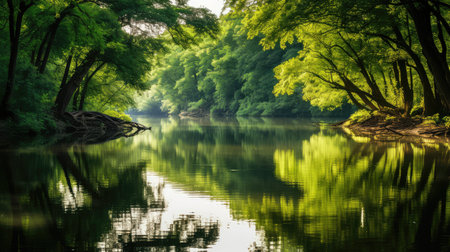 reflection trees and waterの素材