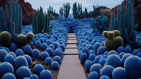 symmetrical blue cactusの素材