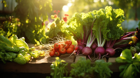 radishes spring vegetables bunch gardenの素材