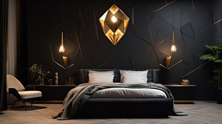 light black and gold geometricの素材