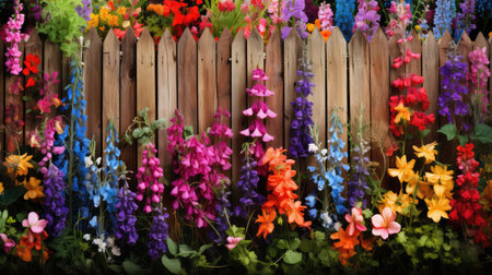 flowers wood fenceの素材