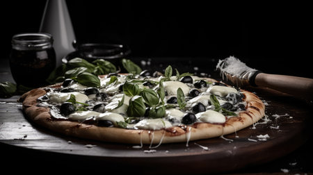 dough black and white pizzaの素材