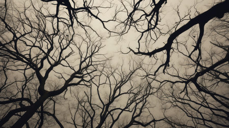 silhouette tree without leavesの素材