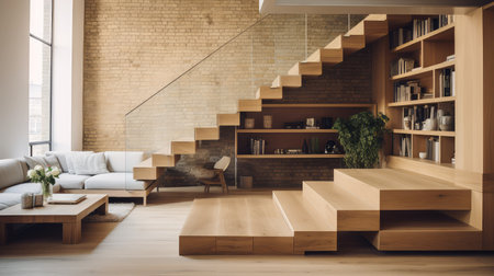 loft staircase woodenの素材