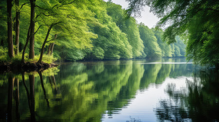lake trees and waterの素材