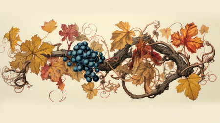 leaves wine vines illustrationの素材