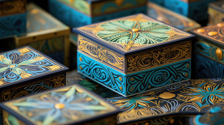 blue colorful boxesの素材