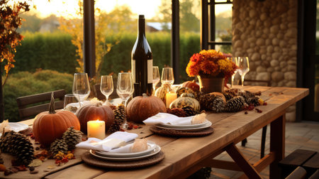 burlap fall patio tableの素材