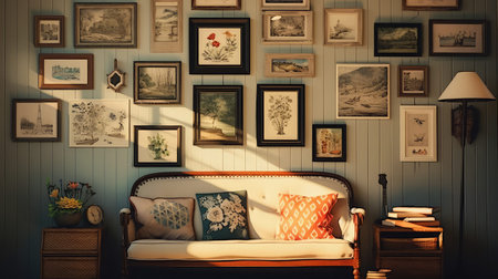 mismatched frames on wallsの素材