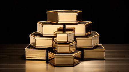 boxes geometric shapes goldの素材