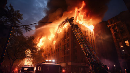 firetruck fighting firesの素材