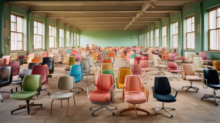 rows empty office chairsの素材