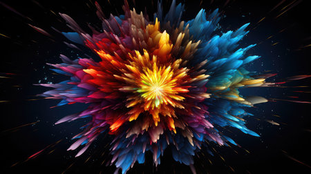 vibrant flower on black backgroundの素材