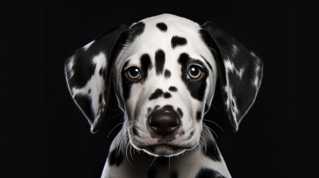 playful dog on black backgroundの素材