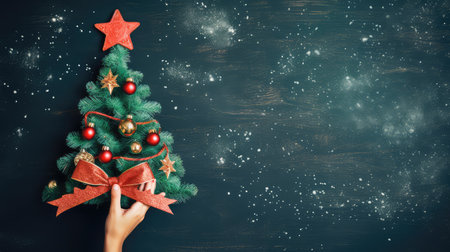 child hand drawn christmas treeの素材