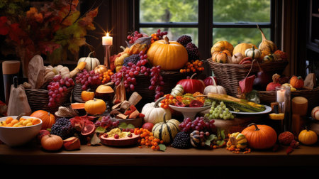 autumn fall harvest tableの素材