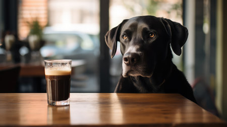 drink dog drinking coffeeの素材