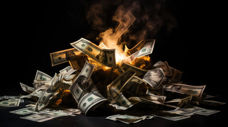 flames cash on fireの素材