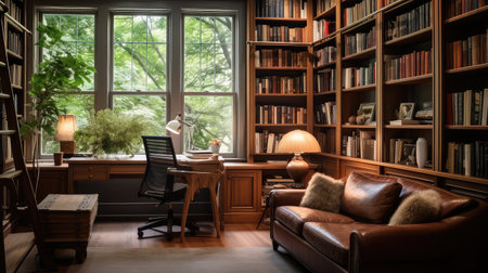 corner home office libraryの素材