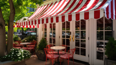 shade red white awningの素材
