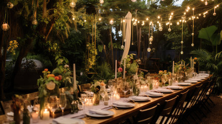 outdoors wedding reception tableの素材