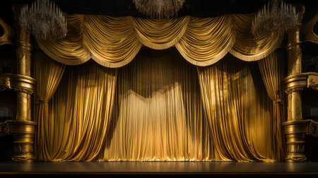 theater gold stage curtainsの素材