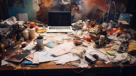chaos messy work deskの素材