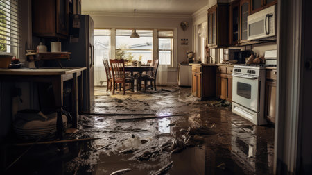 warped house flood damageの素材