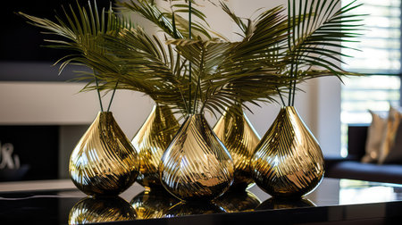 vase gold palm leafの素材