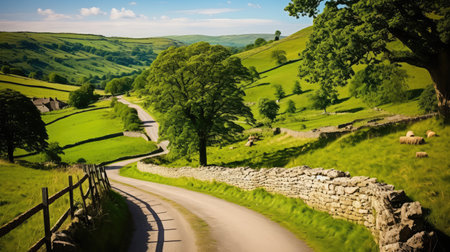 countryside steep roadの素材