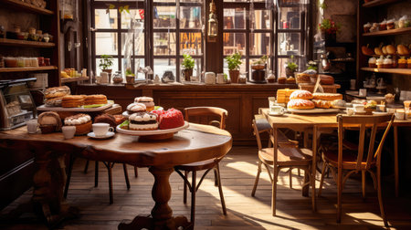 assortment table in coffee shopの素材