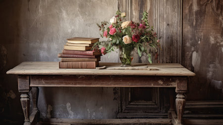 antique old wooden tableの素材